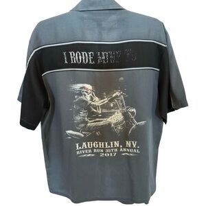 Bikers Gray & Black Button Down Shirt 2017 Laughlin NV 35th River Run XL
